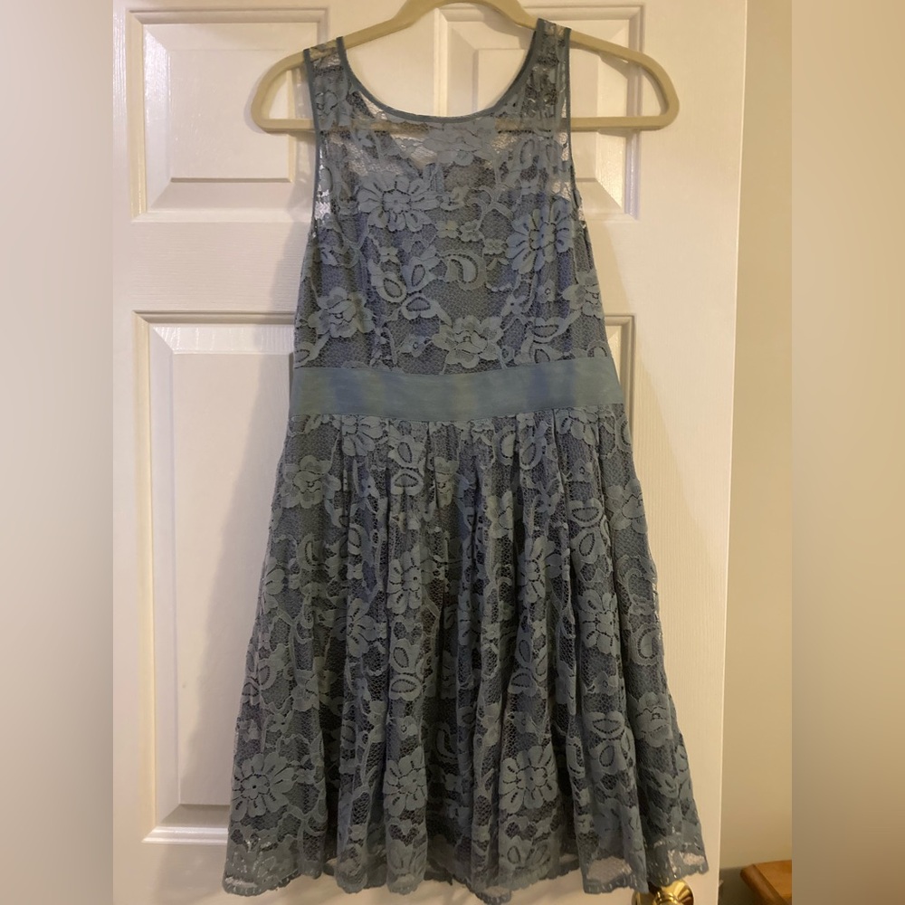 BB Dakota Slate Blue Lace Detail Dress